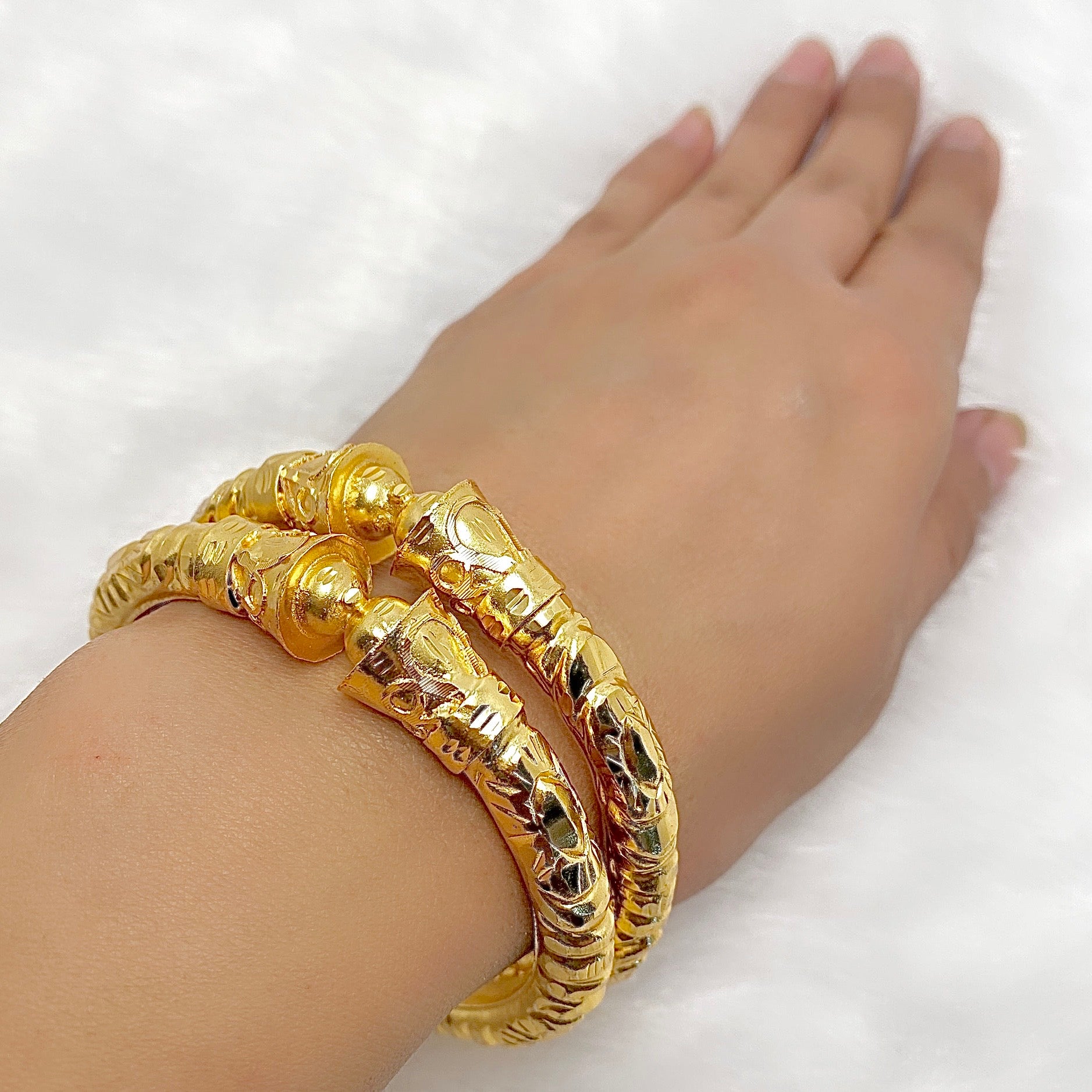 Nakshikari Gold Bala Bangles | Traditional Bengali Handcrafted Design (Pair)