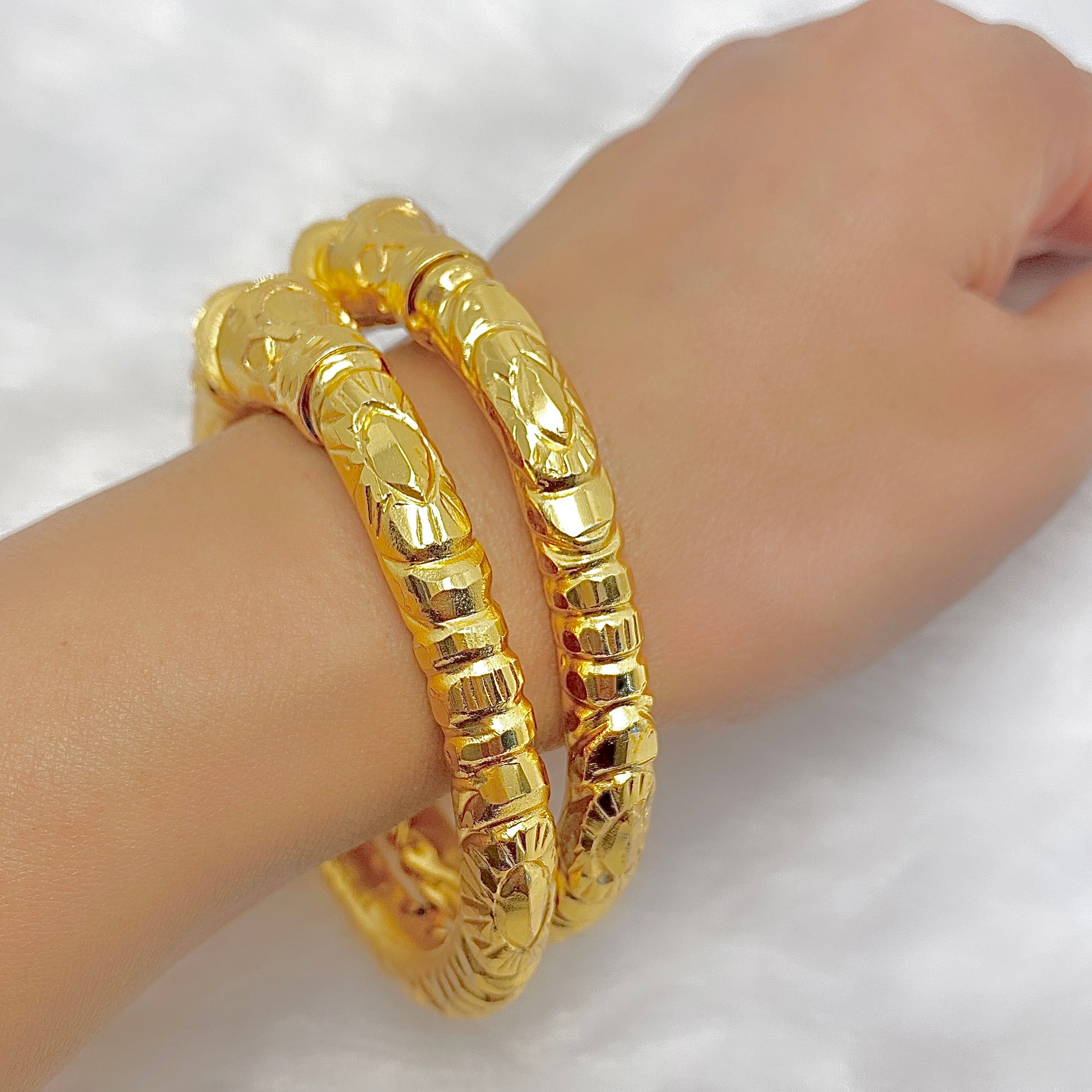 Nakshikari Gold Bala Bangles | Traditional Bengali Handcrafted Design (Pair)