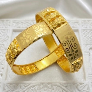 Handcrafted Dubai Gold Micro-Plated Traditional Bangle Cuff | Premium Gold Finish