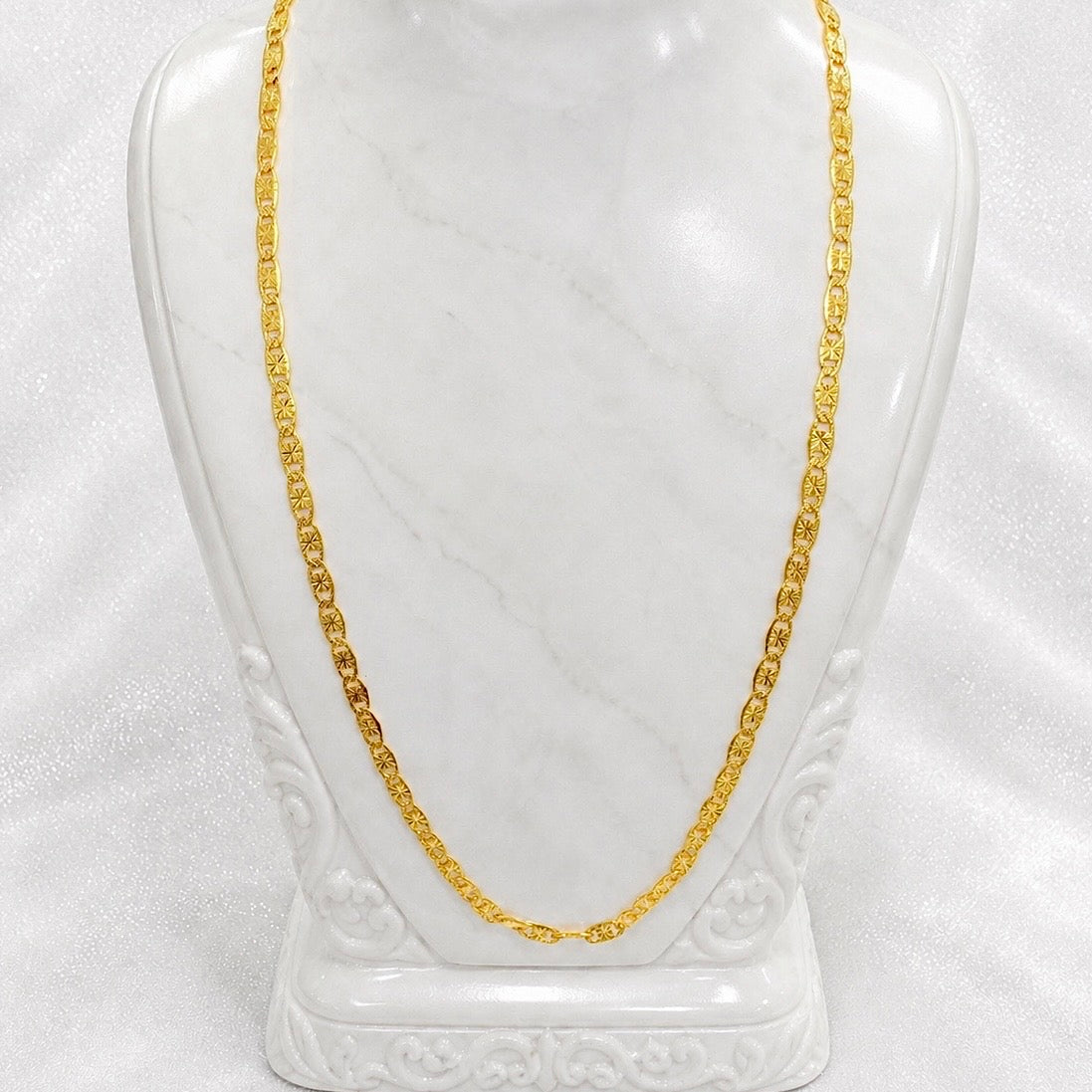 Microplated Gold Textured Link Neck Chain