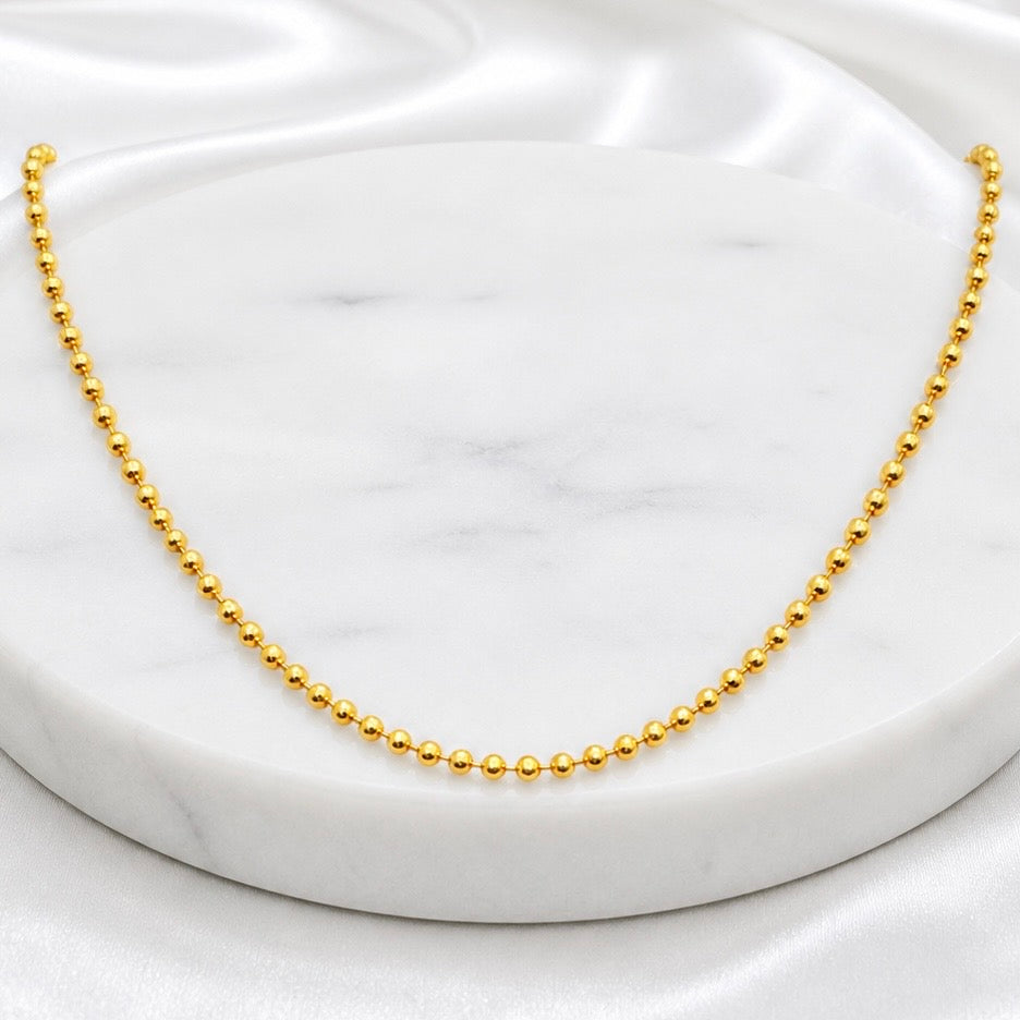 Microplated Gold Ball Bead Neck Chain