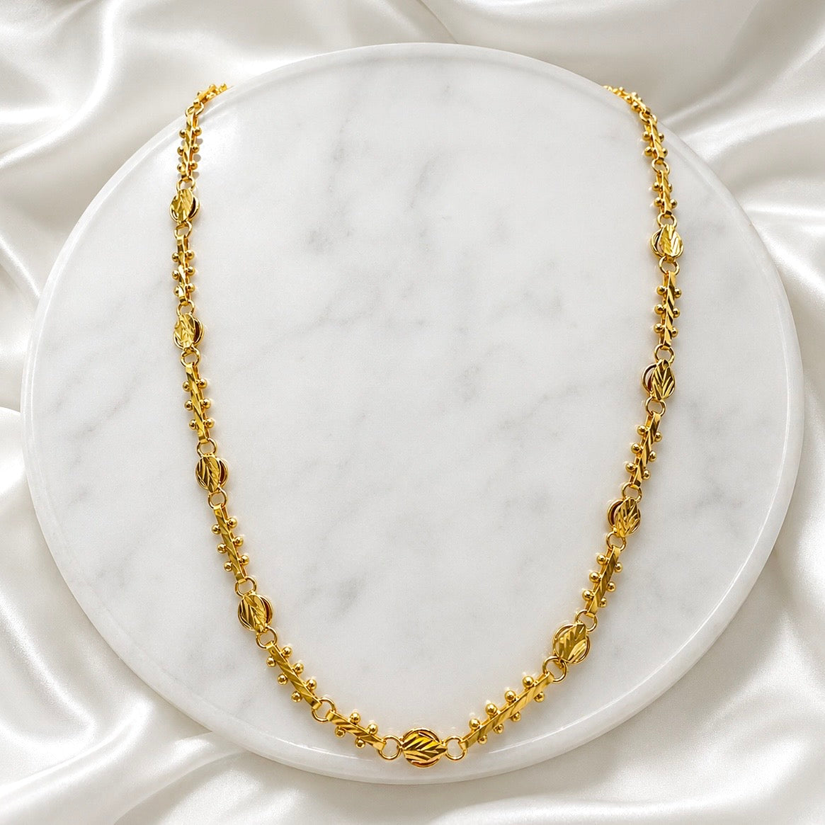 Microplated Gold Designer Bead Link Neck Chain