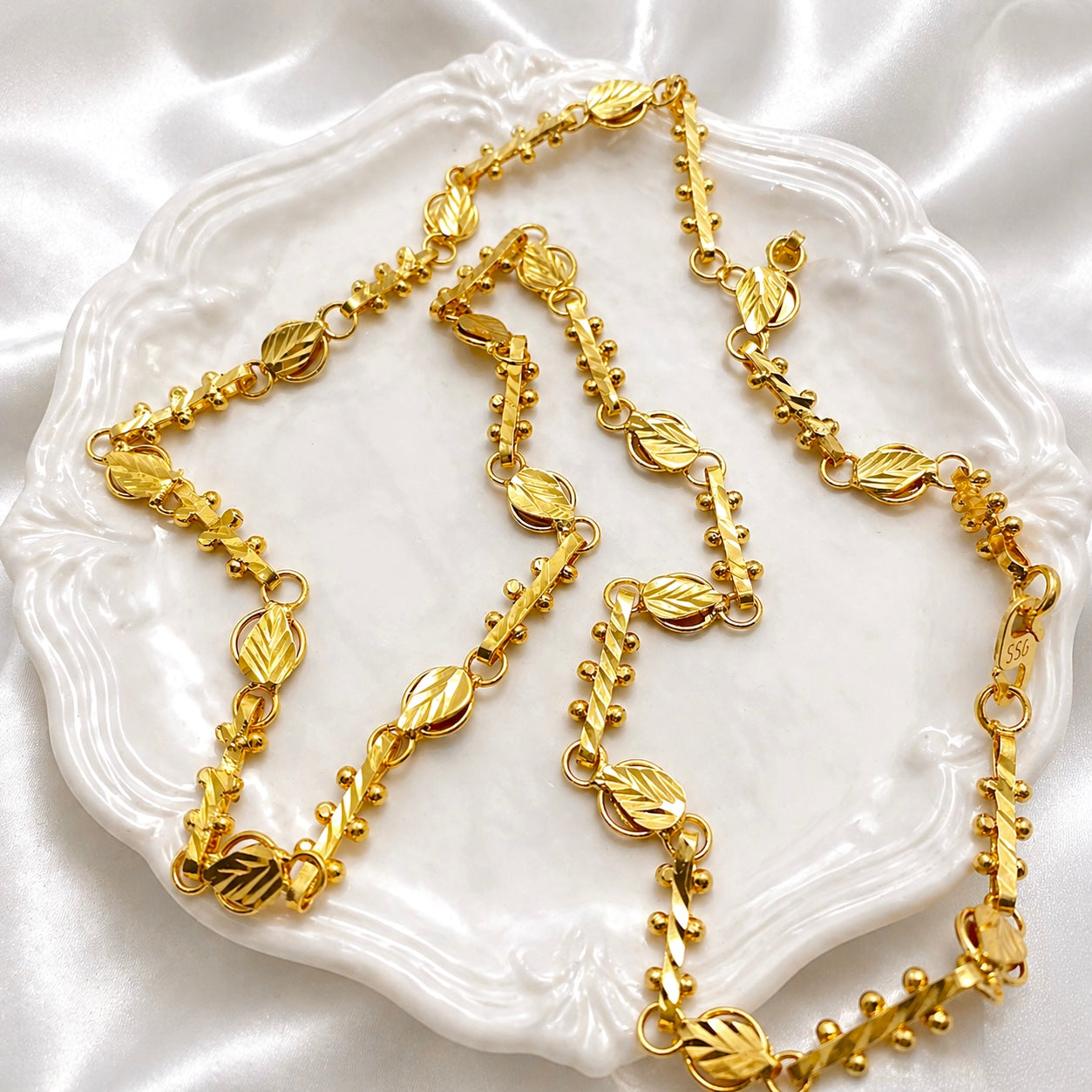 Microplated Gold Designer Bead Link Neck Chain