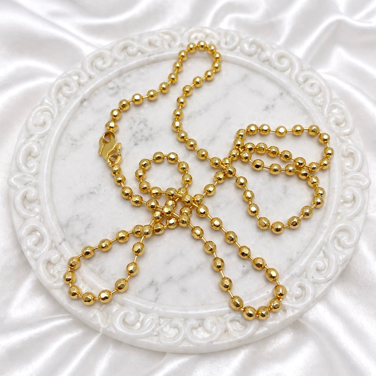 Microplated Gold Ball Bead Neck Chain