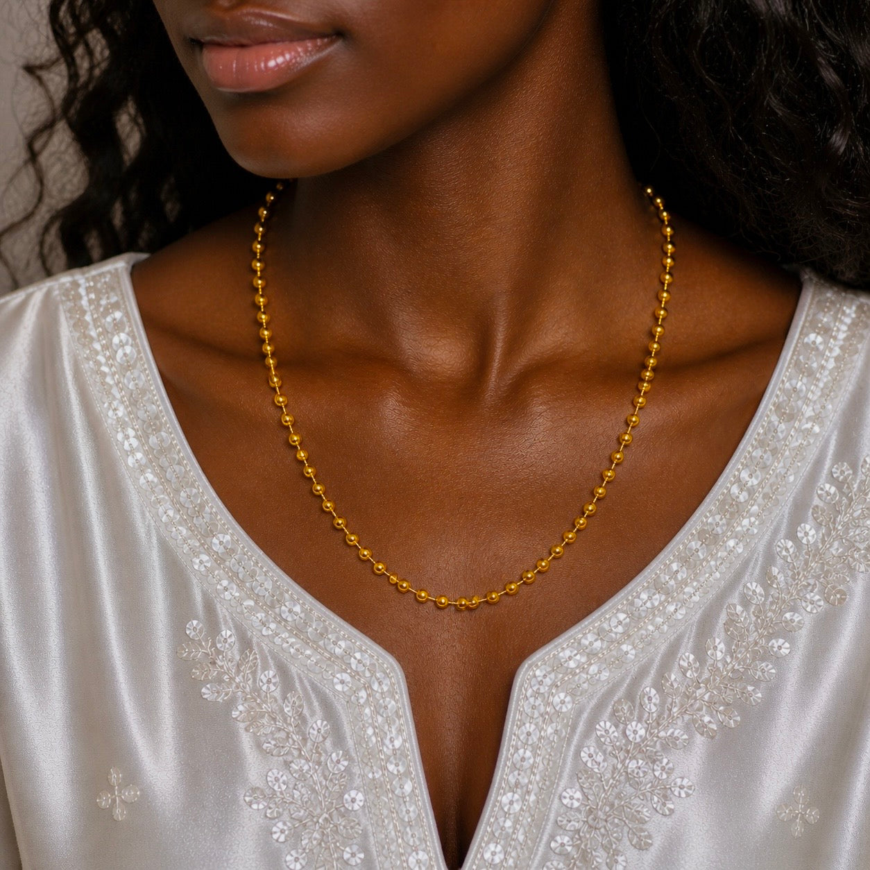 Microplated Gold Ball Bead Neck Chain