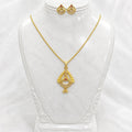 Luxury AD Ruby Teardrop Gold Pendant Necklace Set | Premium Microplated Handcrafted Jewellery Pricing