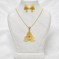 Luxury Trinity AD Ruby Gold Pendant Necklace Set | Premium Microplated Handcrafted Jewellery