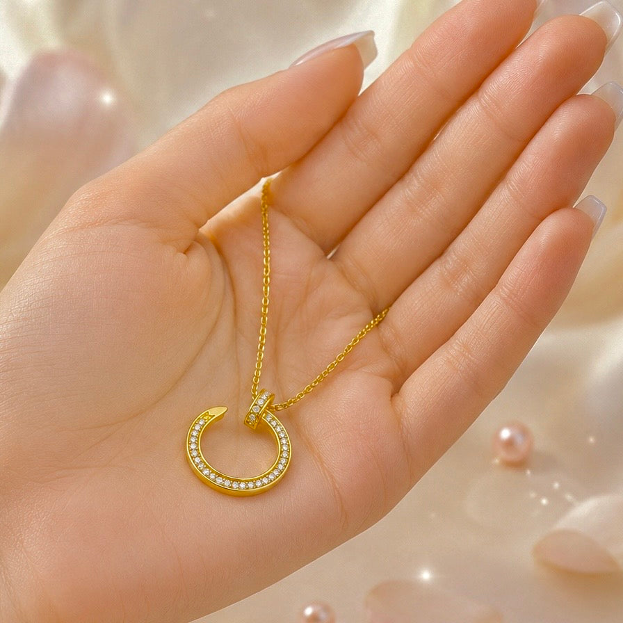 18K Gold Plated AD Stone Pendant Necklace | Anti Tarnish Adjustable Luxury Necklace