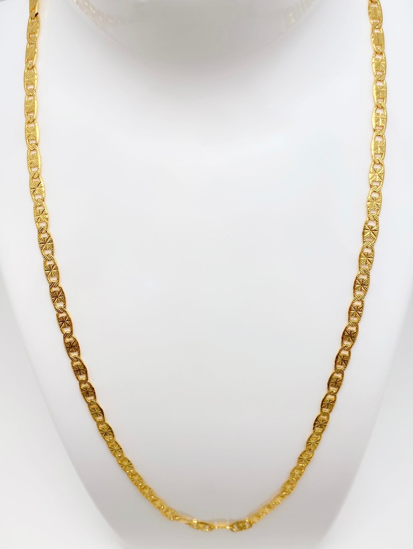 Microplated Gold Textured Link Neck Chain