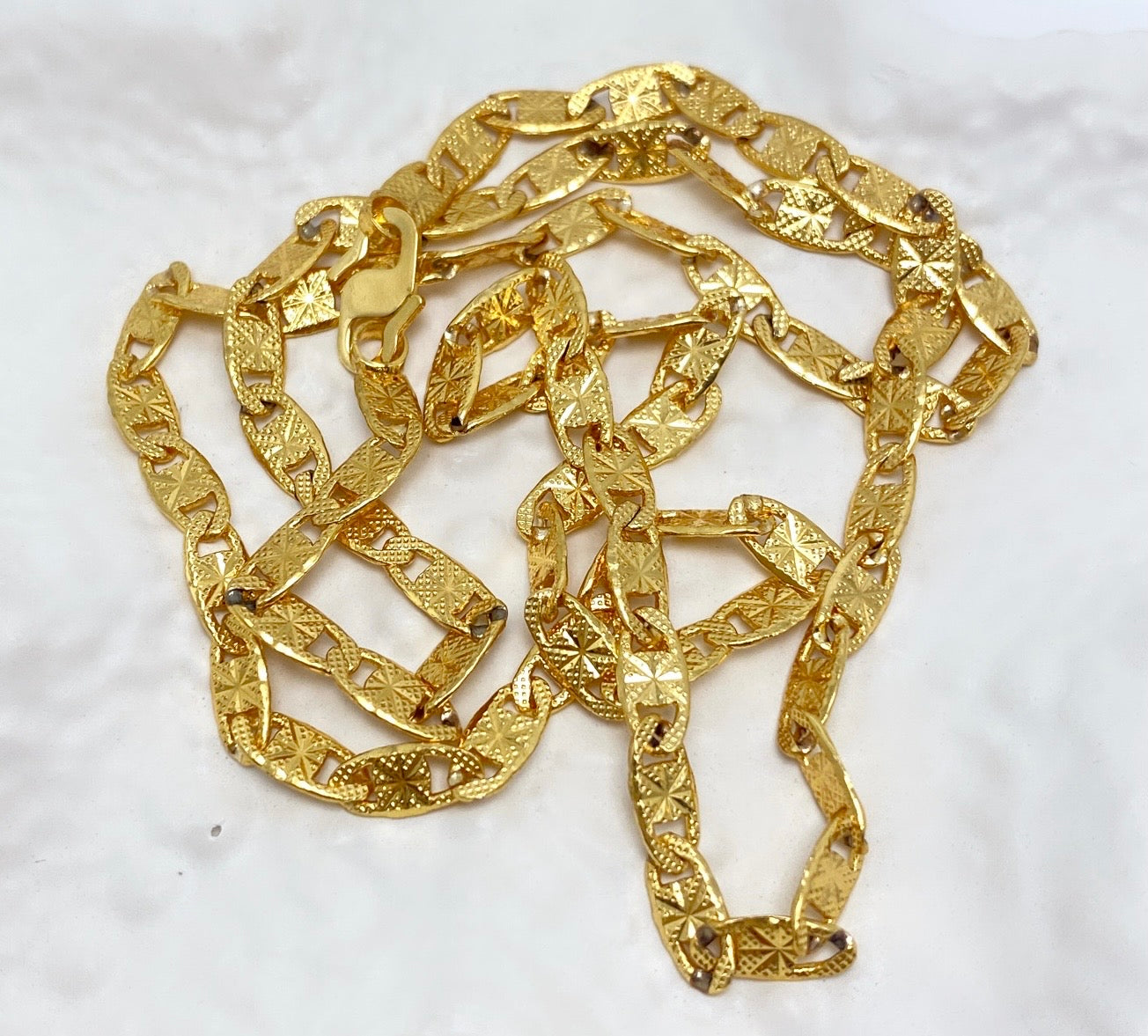 Microplated Gold Textured Link Neck Chain