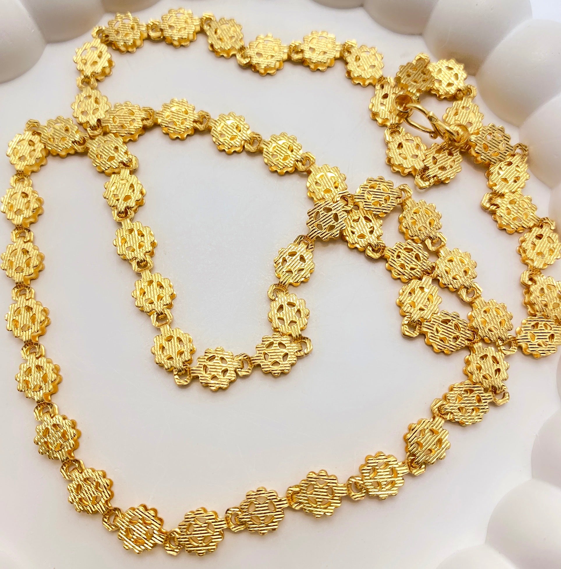 Microplated Gold Floral Link Neck Chain