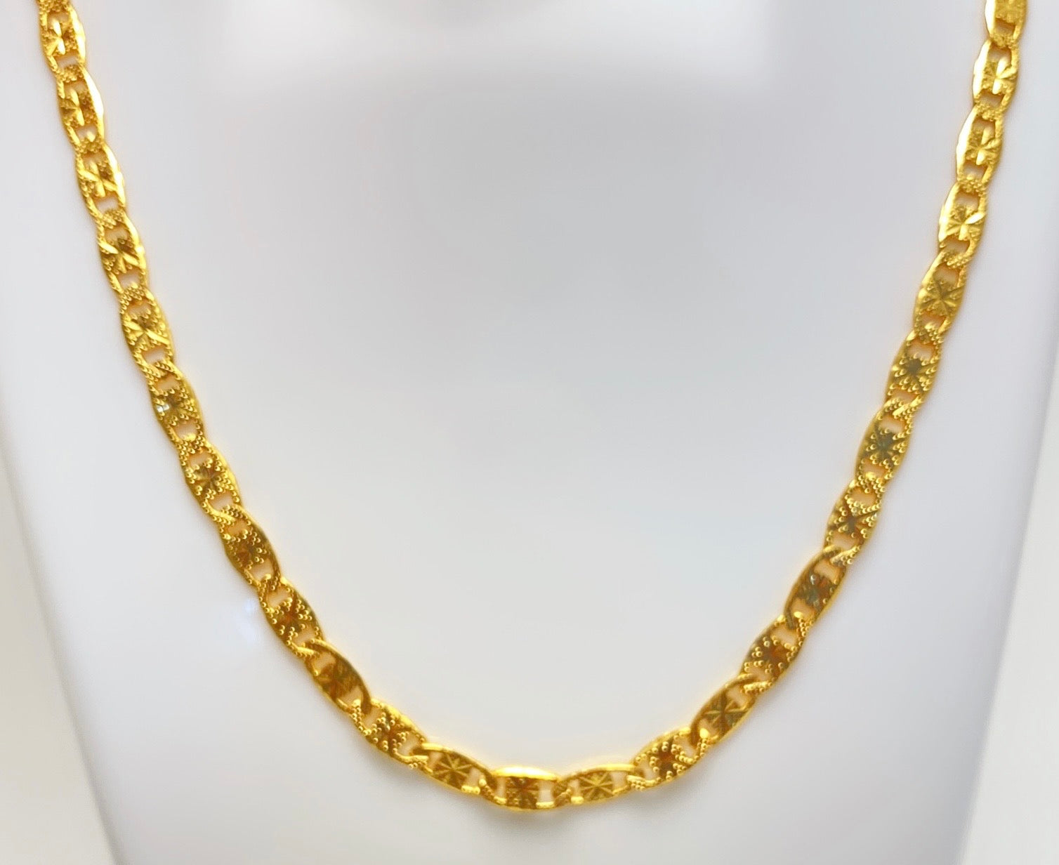 Microplated Gold Textured Link Neck Chain