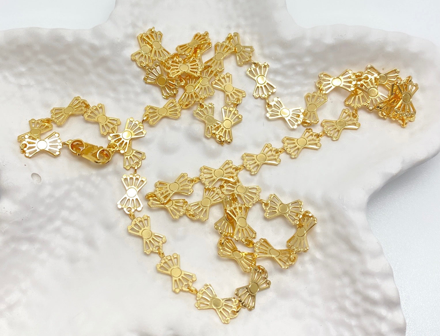 Microplated Gold Fan Design Neck Chain