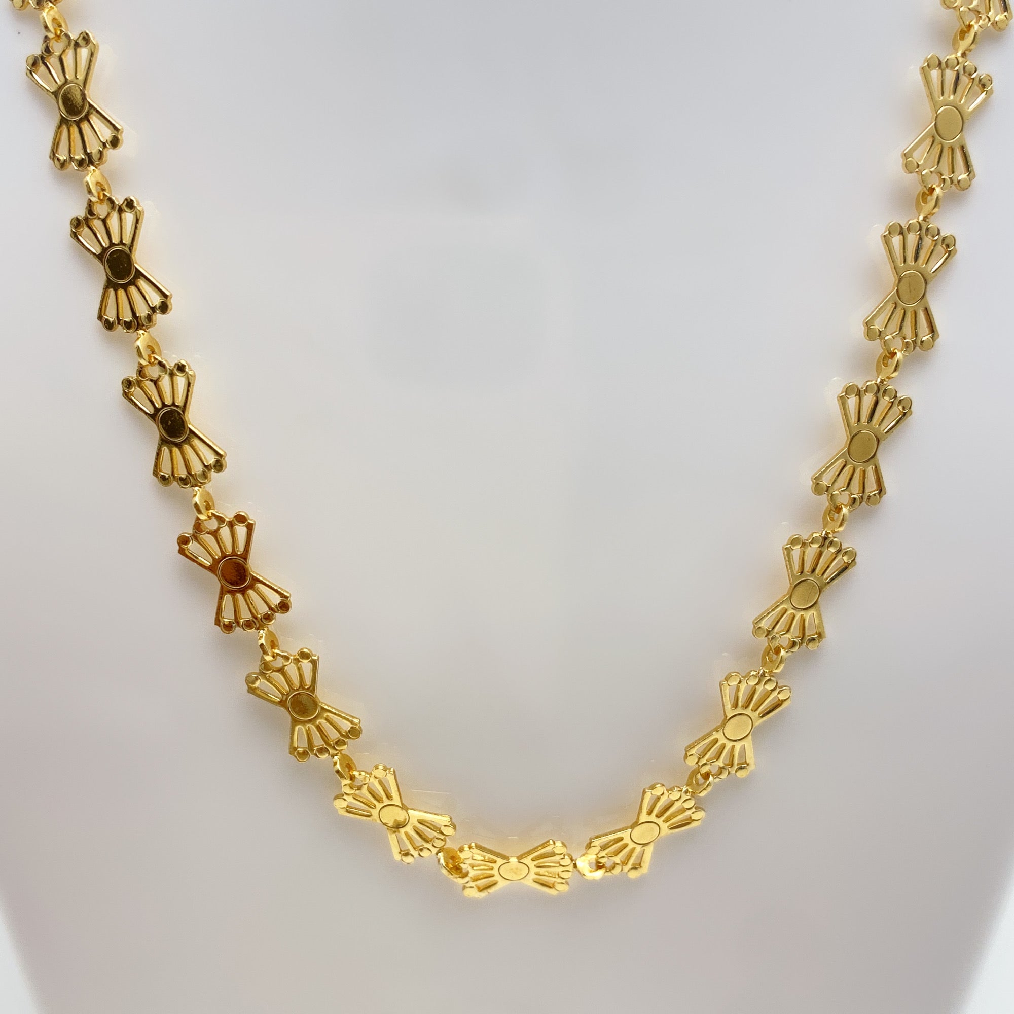 Microplated Gold Fan Design Neck Chain