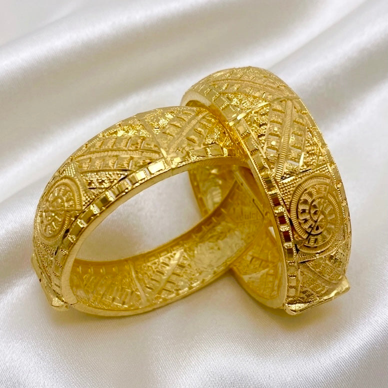 Premium Turkish Gold Micro-Plated Designer Bangle Pair