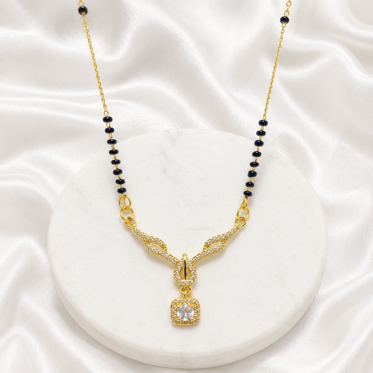 Elegant Infinity-Style AD Mangalsutra Pendant