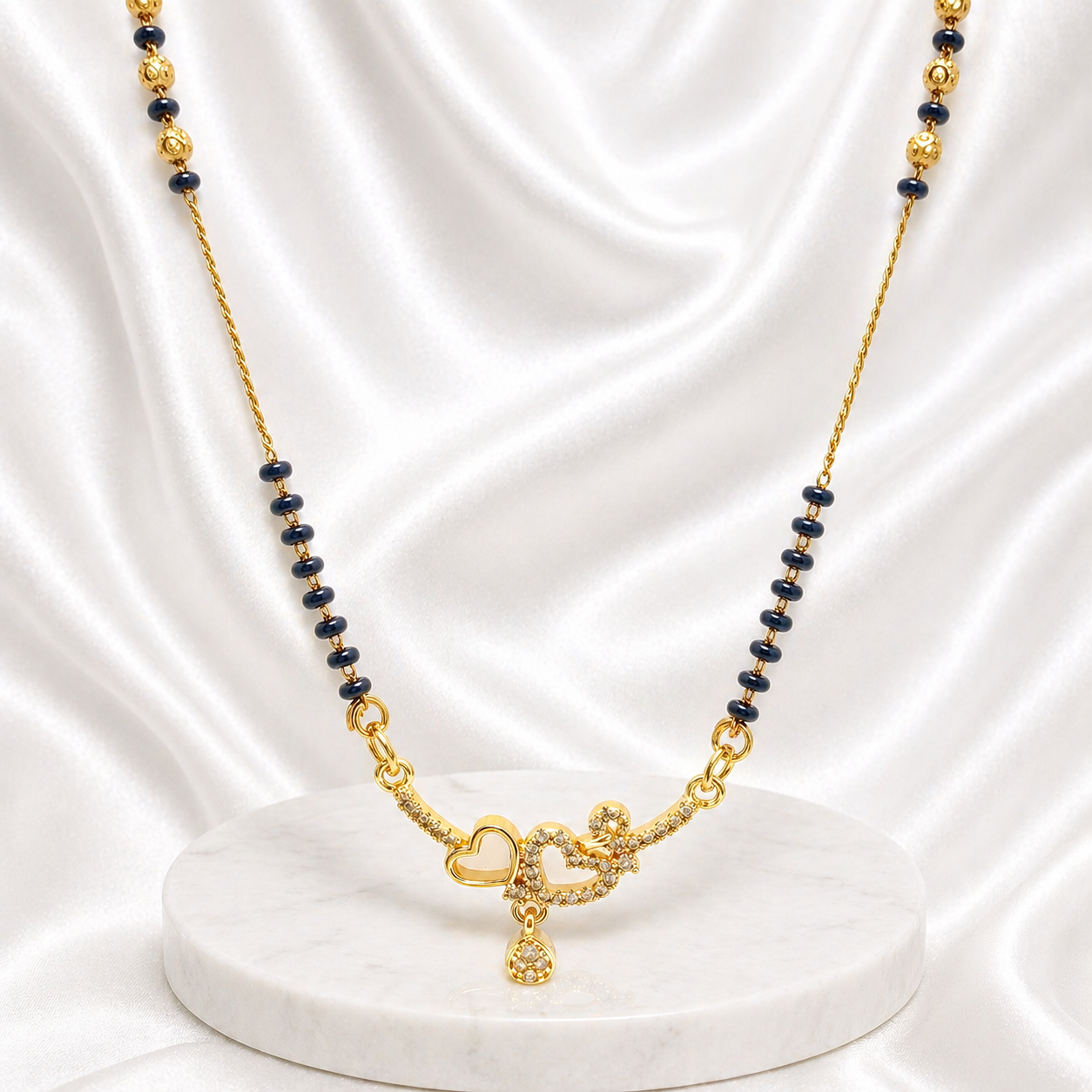 Romantic Double Heart AD Anti-Tarnish 18K Gold Plated Pendant