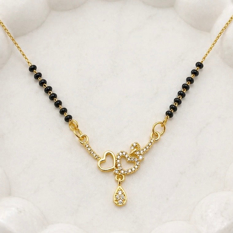 Romantic Double Heart AD Anti-Tarnish 18K Gold Plated Pendant