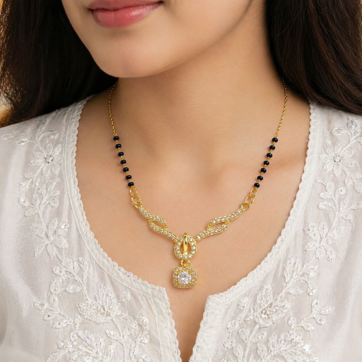 Elegant Infinity-Style AD Mangalsutra Pendant