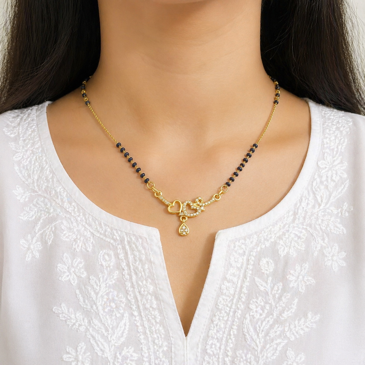 Romantic Double Heart AD Anti-Tarnish 18K Gold Plated Pendant