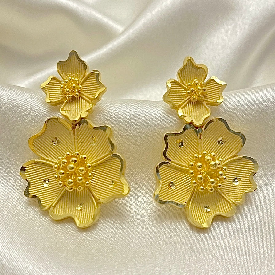 Micro plating Dubai Gold Floral Necklace Set