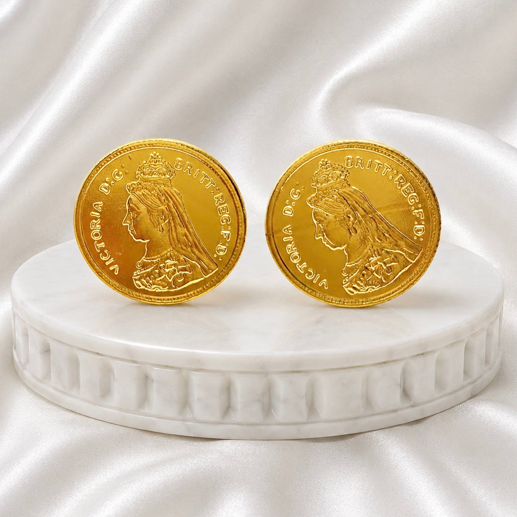 Vintage Coin Medallion Temple Tie Chain Necklace Set | Micro Gold Plated Premium Jewellery